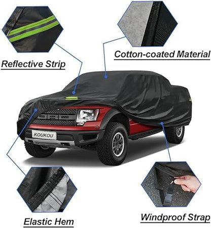 Waterproof Pickup Truck Cover All Weather (Truck M+ up to 220", Max Cab Length 158" / black)