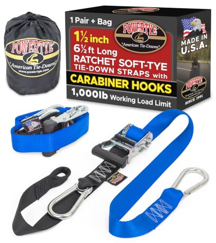 1.5 inch x 6.5ft Ratchet Straps w (6.5 ft + Storage Bag / Blue)