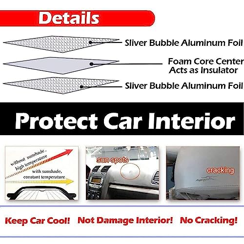 Car Windshield Sun Shade UV Rays Sun Visor Shade (Blue / 55.16 x 27.5 inches)