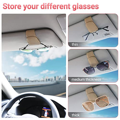 Sunglass Holder for Car Sun Visor Sunglasses Clip Car accessories (Beige)