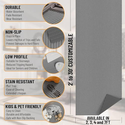 Ottomanso 6x7 Large Waterproof Floor Mat (Grey / 6'6" x 6' (Area Rug))