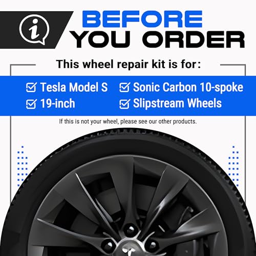 Premium Tesla Wheel Curb Rash Repair Kit for Model S 19 (Tesla Model S / 19" Sonic Carbon Slipstream)