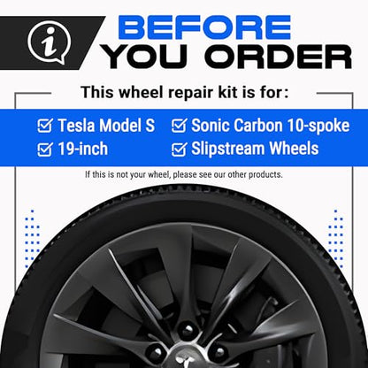 Premium Tesla Wheel Curb Rash Repair Kit for Model S 19 (Tesla Model S / 19" Sonic Carbon Slipstream)