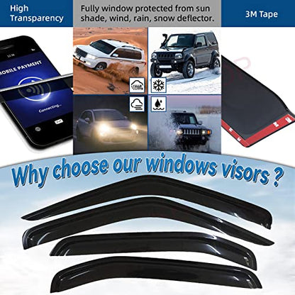 4pcs Window Visors Rain Guards for 2000 (for 2000-2004 Nissan Xterra)