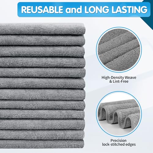 Grey Microfiber Cleaning Cloth (12pk / Grey)