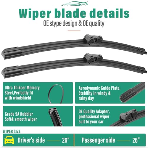 Windshield Wiper Blades Replacement for Chevy Bolt EV 2017 (26" 26" 12")