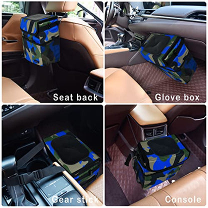 Cute Car Trash Can with Lid (Blue Camo / 2 Gallons)