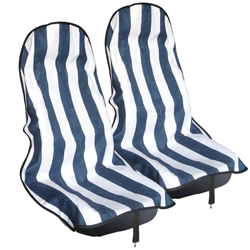 Car Seat Cover Protector Front Seats (2Pcs Front Seat Towel / Blue Stripe)