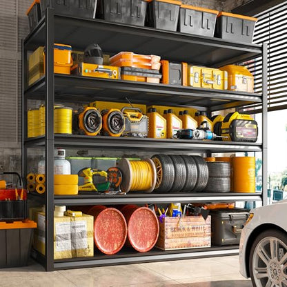 Garage Shelving 48.2" W Storage Shelves 3000LBS Metal Shelving Heavy Duty Adjustable Metal Shelf 5 Tier Pantry Shelves for Basement Warehouse Supermarket 72.2" H x 24.2" D x 48.2" W (72.2"H x 24.2"D x 48.2"W)