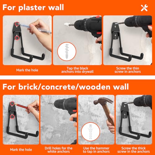 32 Pack Heavy Duty Wall Mount Garage Hooks (32 Pack Black)