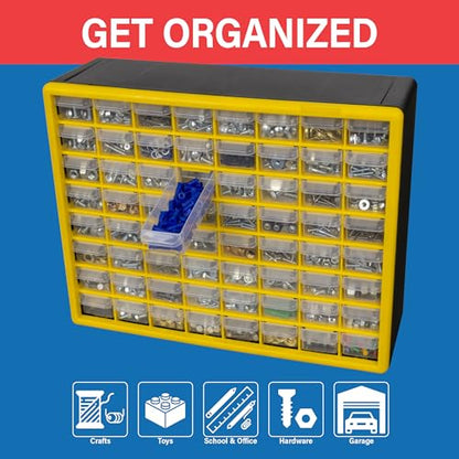 64 Drawer Plastic Storage Cabinet (Yellow / 64 Drawer / 1 Pack)