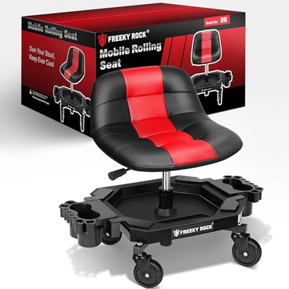 Rolling Stool with Wheels (Red)
