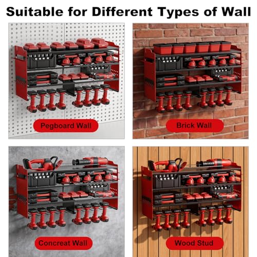 Large Power Tool Organizer Wall Mount Red (Red)