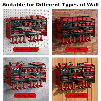 Large Power Tool Organizer Wall Mount Red (Red)