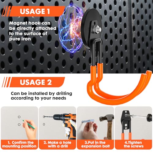 Magnetic Hooks Heavy Duty Storage Garage Magnet Hooks (Orange4pro)