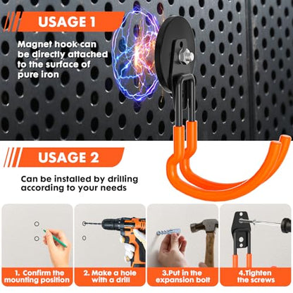 Magnetic Hooks Heavy Duty Storage Garage Magnet Hooks (Orange4pro)