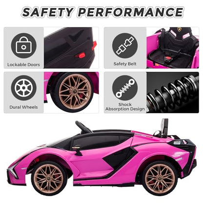 Licensed Lamborghini SIAN Kids 12V Electric Car w (Pink)