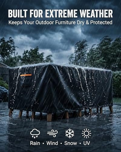 Outdoor Patio Furniture Cover Rectangular (Rectangle Cover-Black / 126 x 74 x 28 inches)