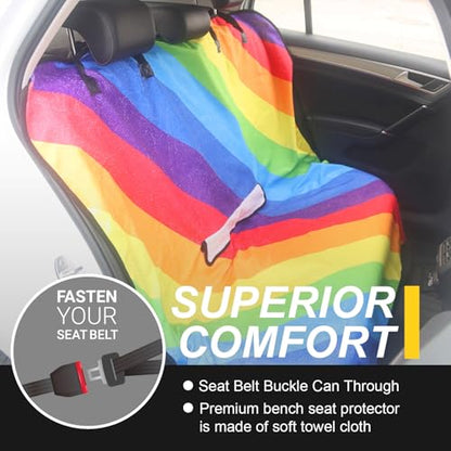 Back Seat Cover for Car Trucks Van SUV Jeep (Rear Bench Seat Towel / Rainbow)
