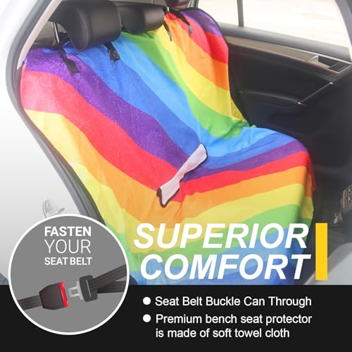 Back Seat Cover for Car Trucks Van SUV Jeep (Rear Bench Seat Towel / Rainbow)