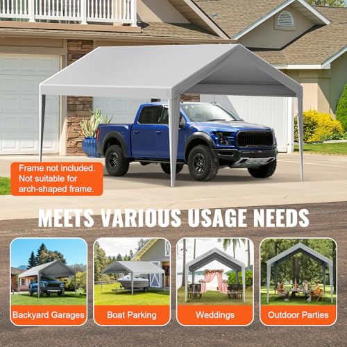Carport Replacement Canopy Cover 10 x 20 ft (Gray / 10x20ft)