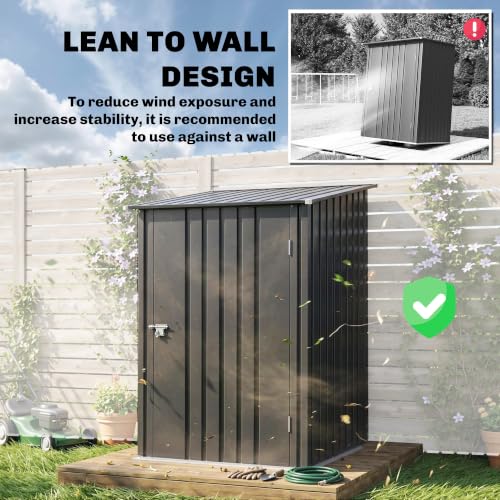 3.3' x 3.4' Outdoor Storage Shed Sloping Roof Lockable Door Gray (Dark Gray / 3.3' x 3.4')