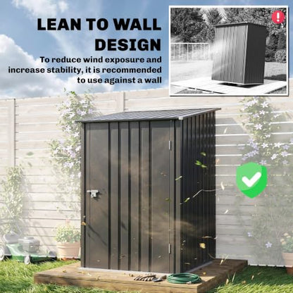 3.3' x 3.4' Outdoor Storage Shed Sloping Roof Lockable Door Gray (Dark Gray / 3.3' x 3.4')