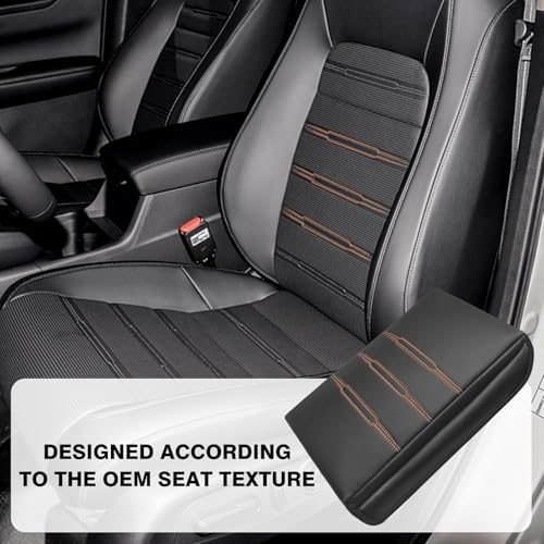 Armrest Cover for Honda CR (11) 23+ |CR-V| Black/Orange Stitching, +Thick)