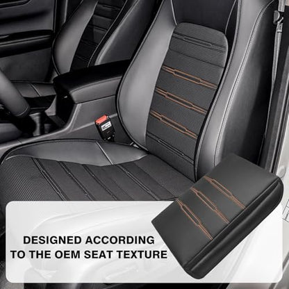 Armrest Cover for Honda CR (11) 23+ |CR-V| Black/Orange Stitching, +Thick)