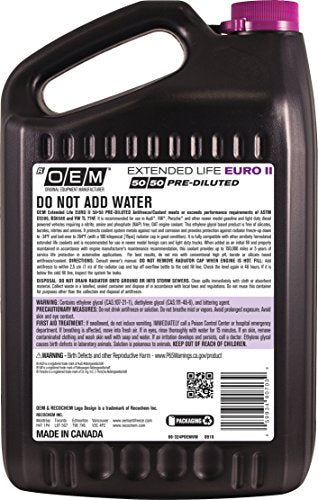 Recochem European Vehicles Premium Antifreeze 50 (50/50 pre-mix / Purple)