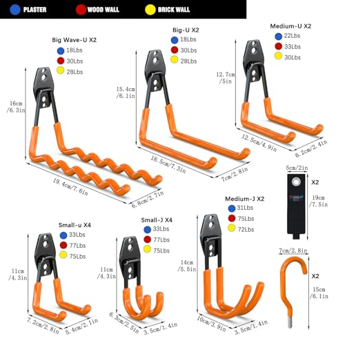 Heavy Duty Garage Wall Hooks 20 Pack (20 / Orange)