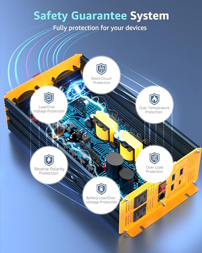 1200 Watt Pure Sine Wave Power Inverter DC 12V to 110V AC Converter with Dual AC Outlets (1200W- 12V)