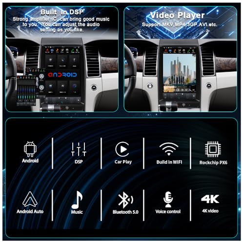 13.3 Inch Android Car Radio Head Unit for Ford Taurus 2012 (Manual A/C PX6 Hexa core 4G+64G+CarPlay+Voice)