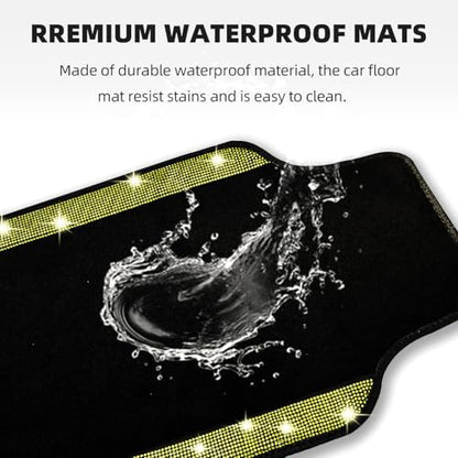 Bling Car Floor Mats Full Set (Yellow Diamond / Car Floor Mats (4 Pieces))