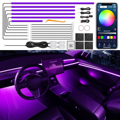 Acrylic Interior Car LED Strip Light with Wireless APP (RGB Color 18 in 1)