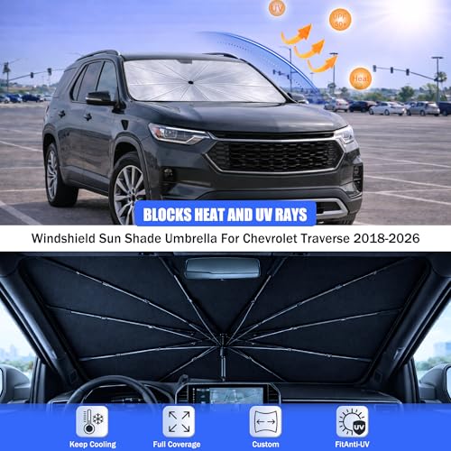 Car Windshield Sun Shade Umbrella for Chevrolet Traverse 2018 (For Chevrolet Traverse 2018-2026)