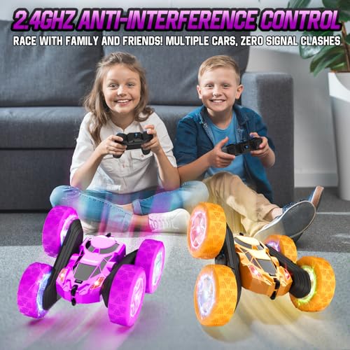 Remote Control Car for Kids (Purple / Glow (Headlights & Wheel Lights))