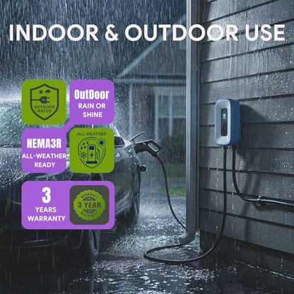 Level 2 EV Charger 50Amp J1772 (NEMA14-50 Plug or Hardwired)