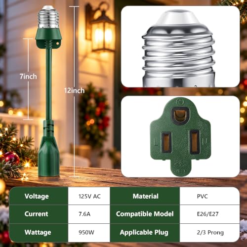 1pcs 3 Outlet Light Socket Adapter (Green)