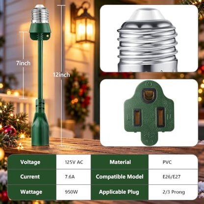 1pcs 3 Outlet Light Socket Adapter (Green)