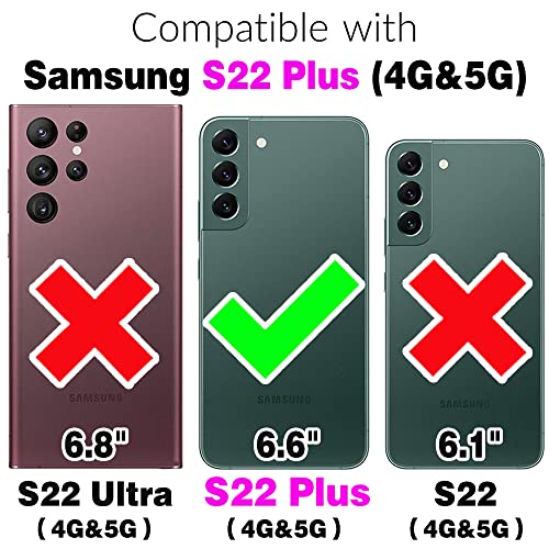 Compatible with Samsung Galaxy S22 Plus S22+ 5G Wallet Case and Screen Protector Crossbody Shoulder Strap Stand Card Holder Magnetic Car Mount Cell Phone Cover for S22+5G S22plus 22+ Women Men Purple (Purple / for S22 Plus)