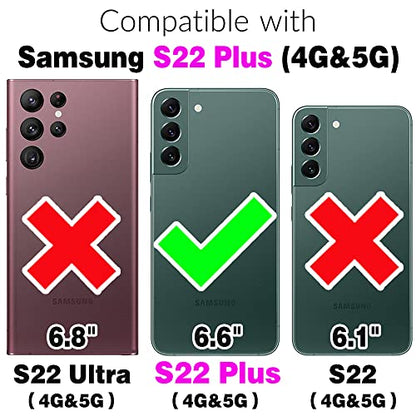 Compatible with Samsung Galaxy S22 Plus S22+ 5G Wallet Case and Screen Protector Crossbody Shoulder Strap Stand Card Holder Magnetic Car Mount Cell Phone Cover for S22+5G S22plus 22+ Women Men Purple (Purple / for S22 Plus)