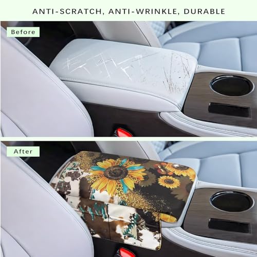 Aztec Sunflower Leopard Cow Print Auto Center Console Cover Non (Aztec Sunflower Leopard Cow Print)