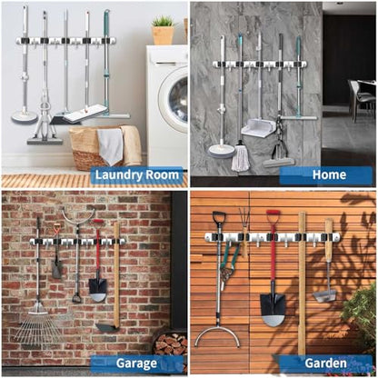 Broom Holder Wall Mount (1Pack 5R4H / Black)