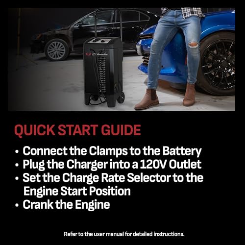 Wheeled 10A Car Battery Charger & Maintainer (200 Amp)