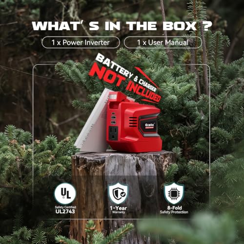 220W Power Inverter Compatible with Milwaukee 18V Battery (2-pack / Red)