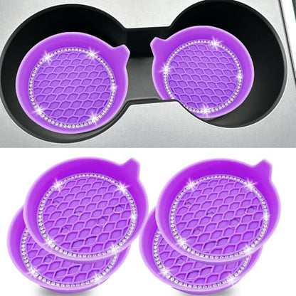 4pcs Bling Car Cup Holder Coaster (New Purple / 4pcs)