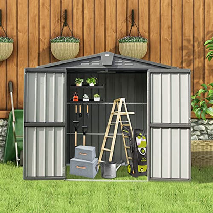 Domi Outdoor Storage Shed 6.5' x 4.2' (6' x 4' Gable Roof / Dark Gray)