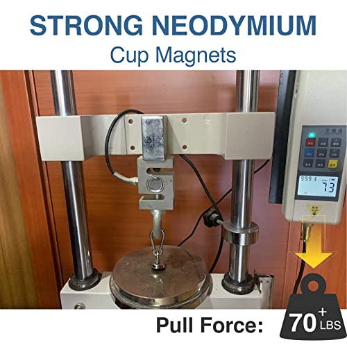 70 LBS Magnets with Screw Holes 6 Pack Force Neodymium Cup Magnet