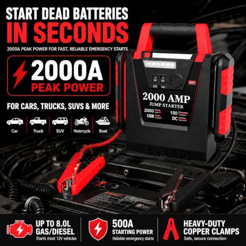 Jump Starter with Air Compressor (BLACK-2000A)